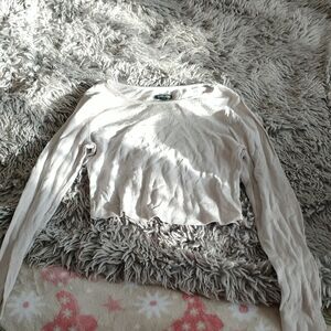 Wild Fable Cream Long Sleeve Crop Top